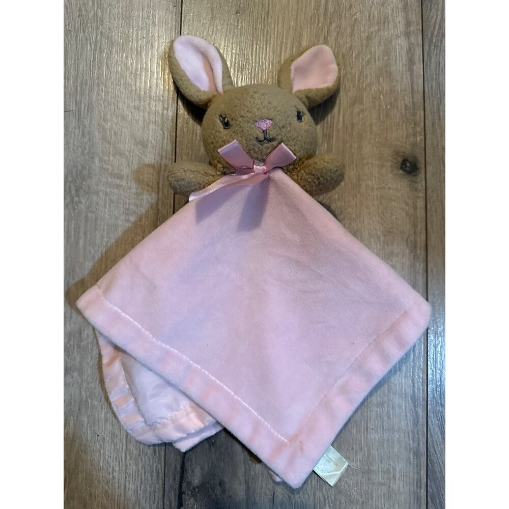 Pink Brown Bunny Baby Lovey MTY International Co Security Blanket